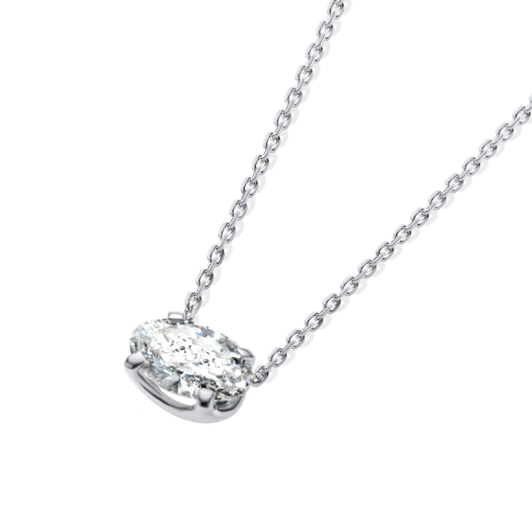 0.7ct Oval Diamond Pendant White Gold