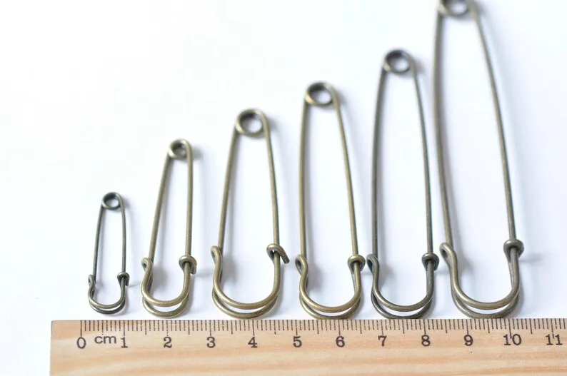 10 pcs Antique Bronze Kilt Pin Safety Pins Broochs 40mm/45mm/50mm/55mm/70mm/100mm