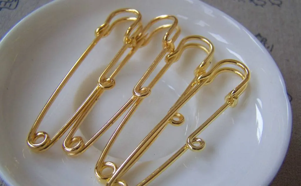 10 pcs Gold Kilt Pins Single Loop Safety Pins Broochs A1225