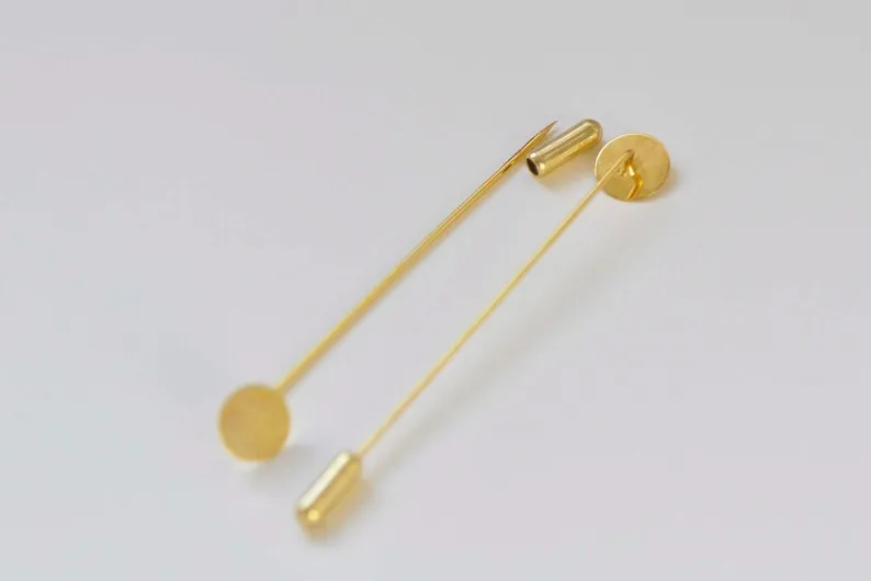 10 pcs Lapel Pin Stick Pin Clutch 65mm/93mm With 10mm Pad