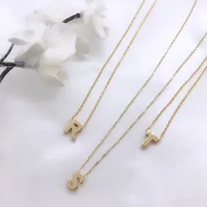 14k Gold Block Initial Necklace