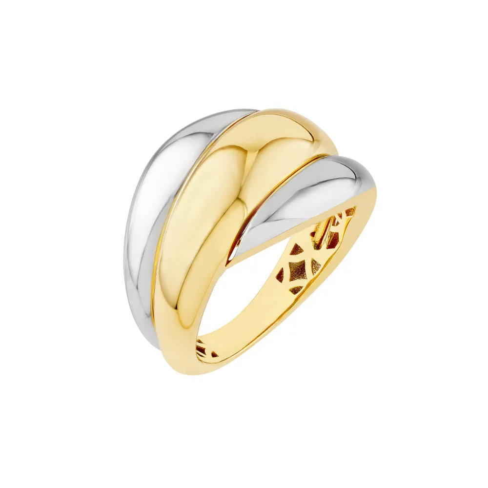 14k Two-Tone Polished Rolling Twist Ring
