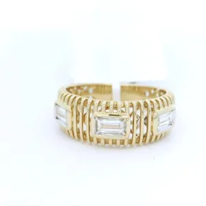 14K Yellow Gold Contemporary Natural Diamonds Ring
