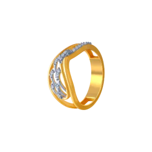 14KT (585) Yellow Gold And American Diamond Ring For Women