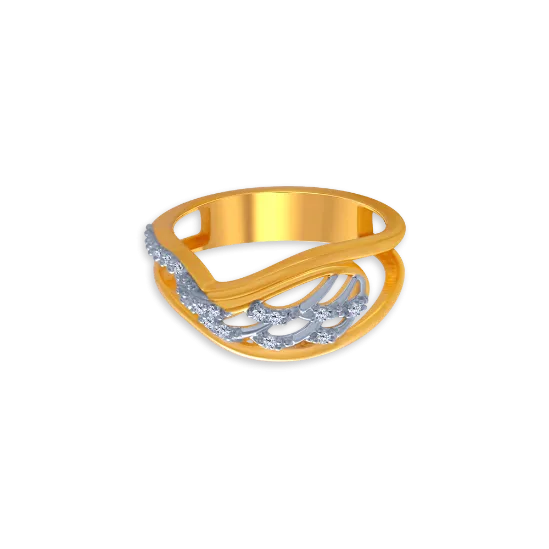 14KT (585) Yellow Gold And American Diamond Ring For Women