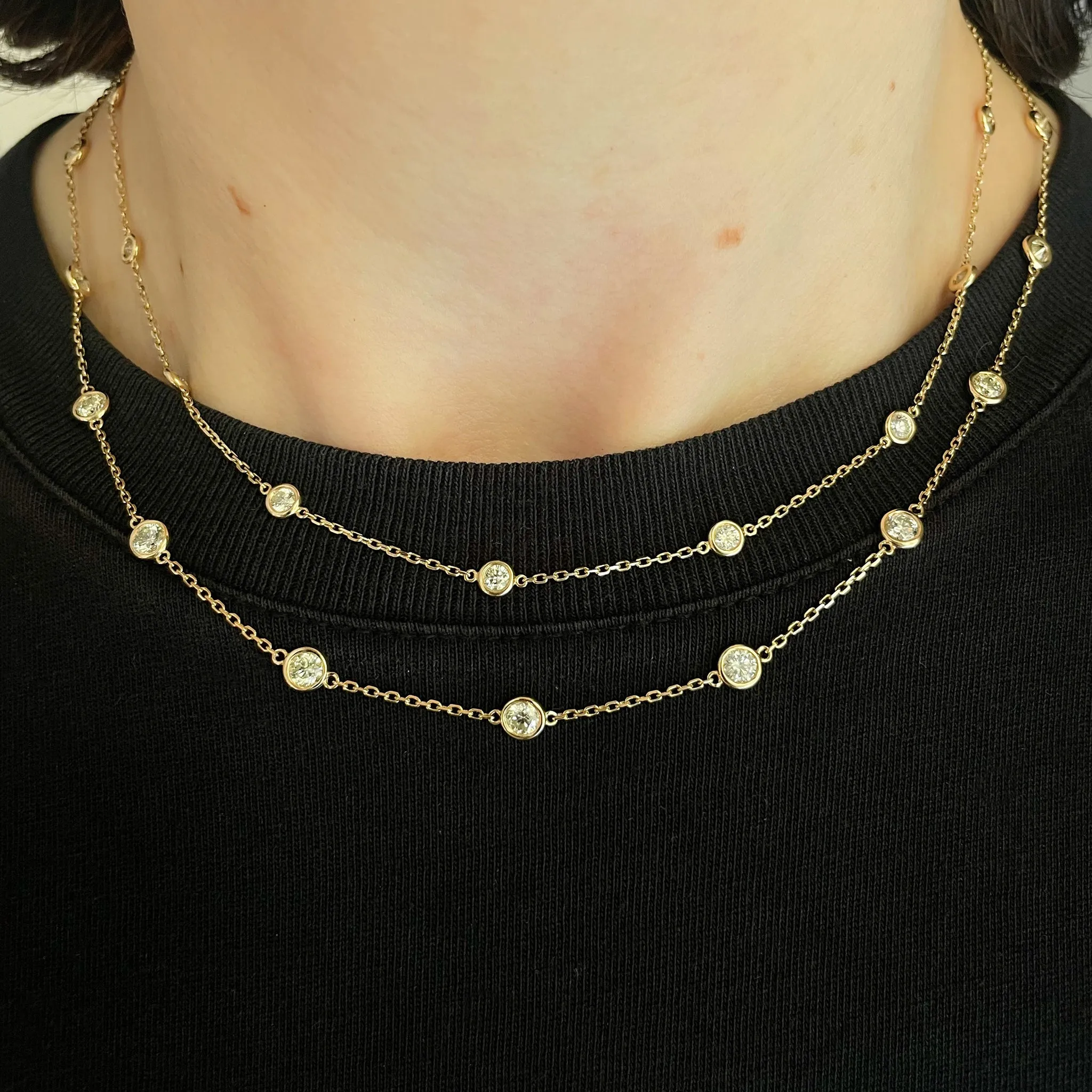 1.5ctw Diamonds by the Yard 14 Station 14K Yellow Gold Necklace