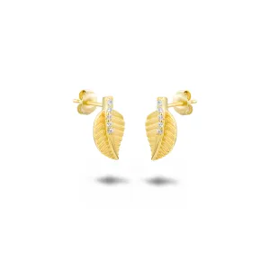 18k yellow gold earrings assembled with zirconium oxide
