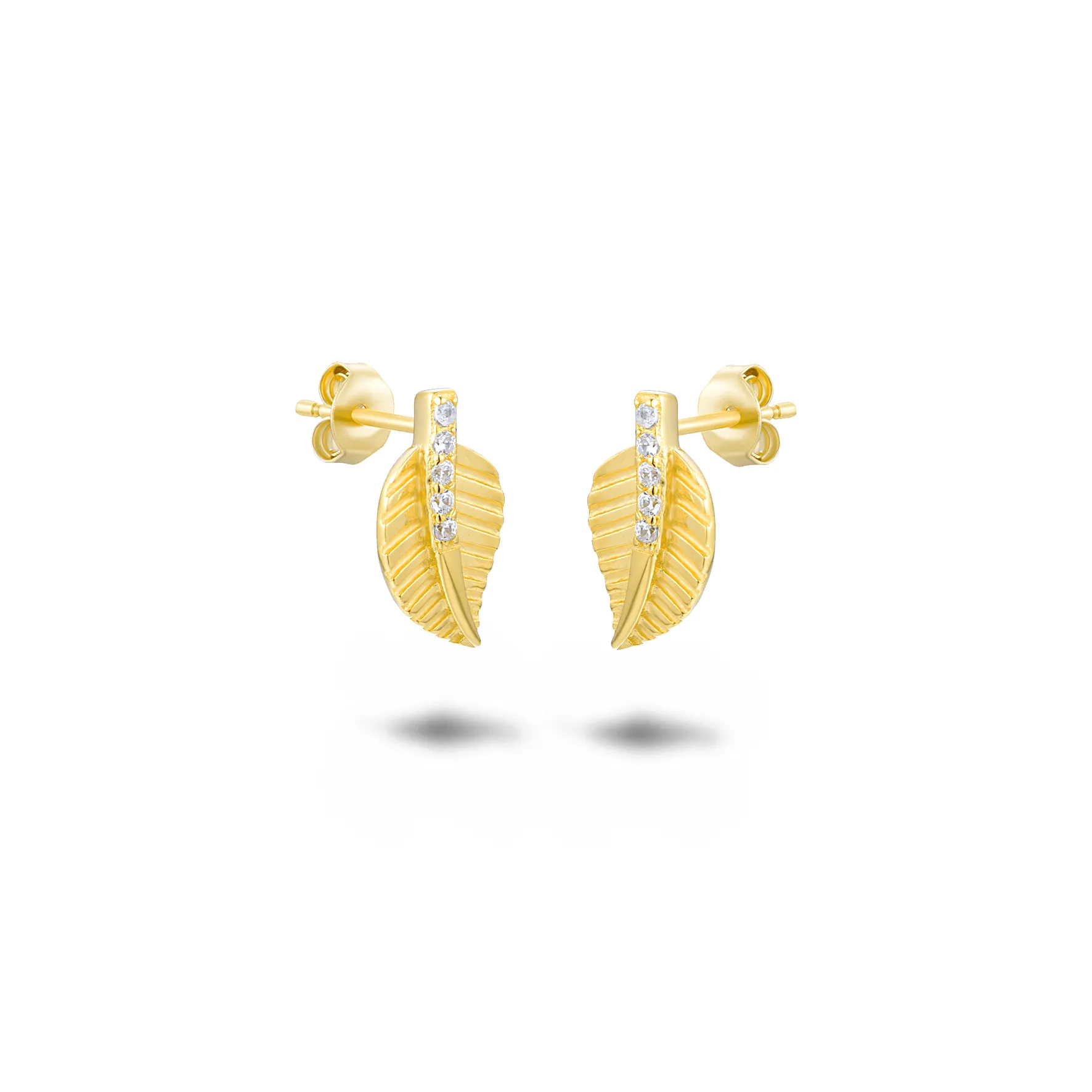 18k yellow gold earrings assembled with zirconium oxide