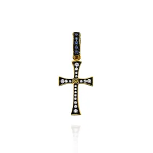 18kt Gold Pav?? Diamond Gothic Cross Charm