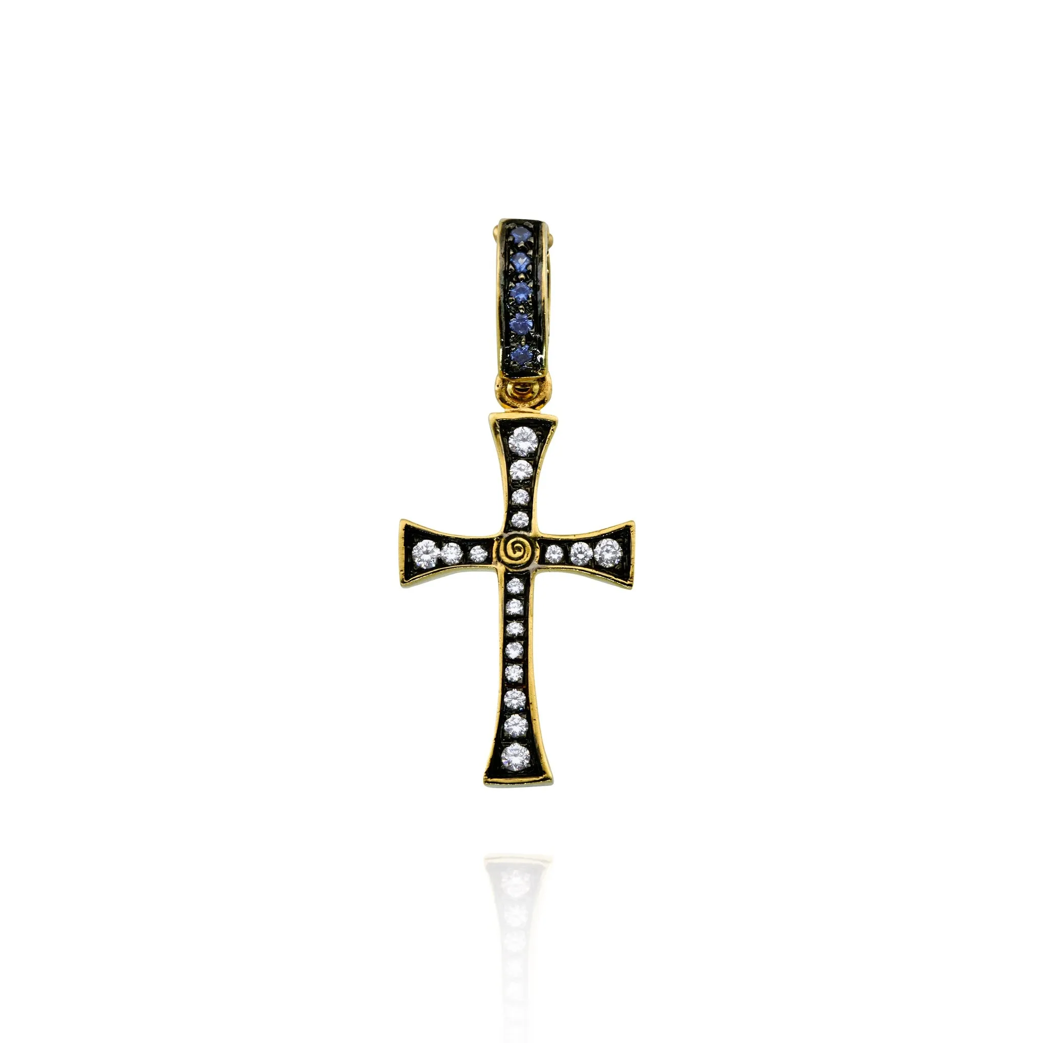 18kt Gold Pav?? Diamond Gothic Cross Charm