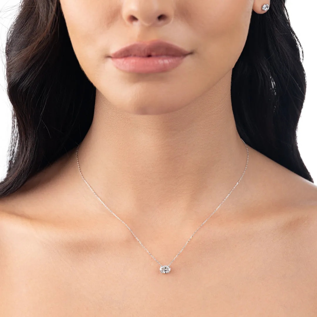 1ct Oval Diamond Pendant White Gold