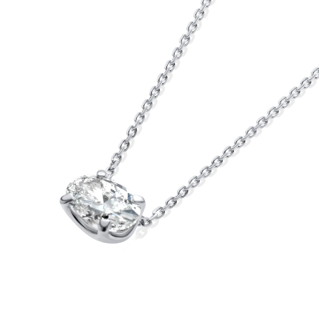 1ct Oval Diamond Pendant White Gold