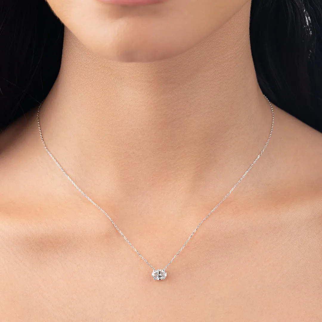 1ct Oval Diamond Pendant White Gold