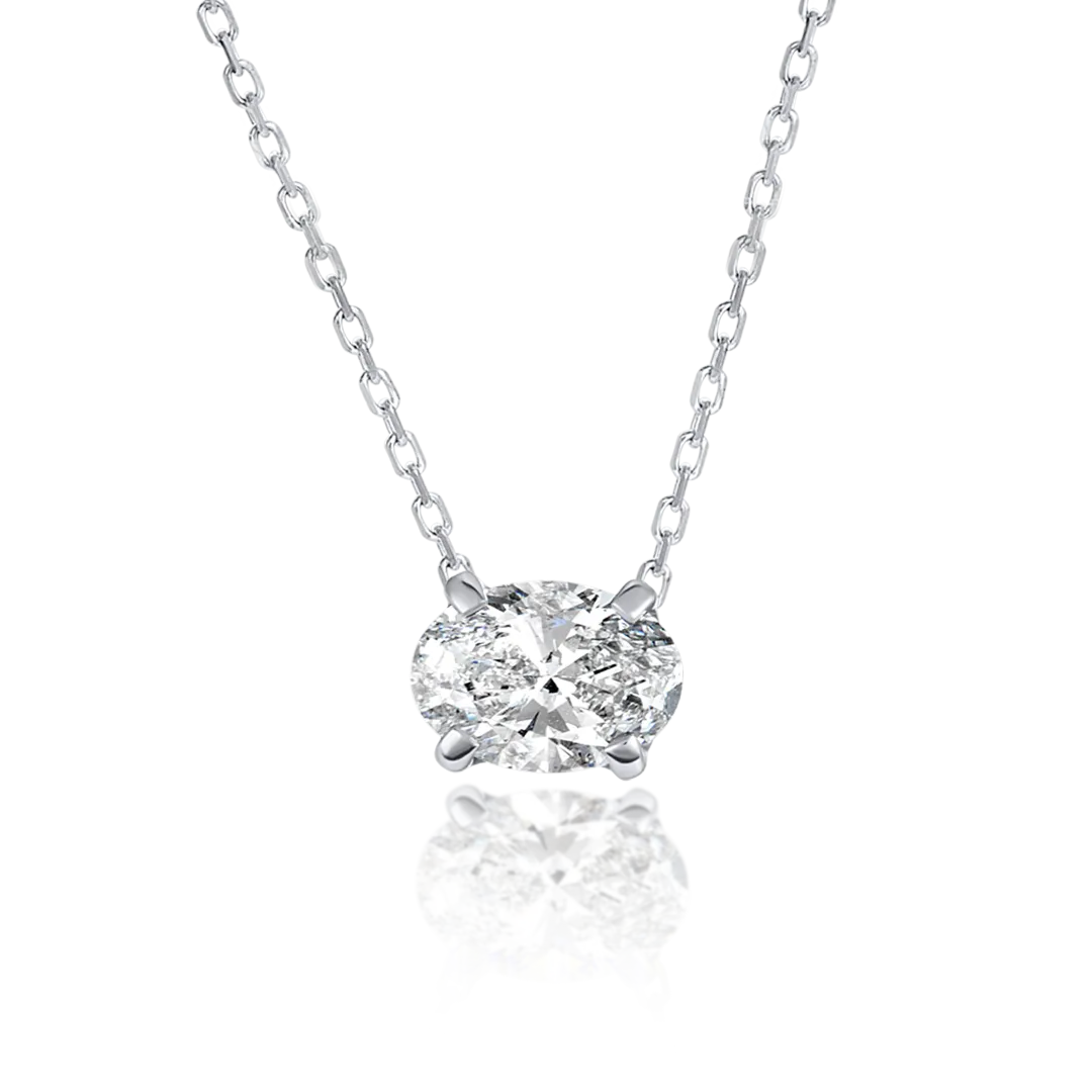 1ct Oval Diamond Pendant White Gold