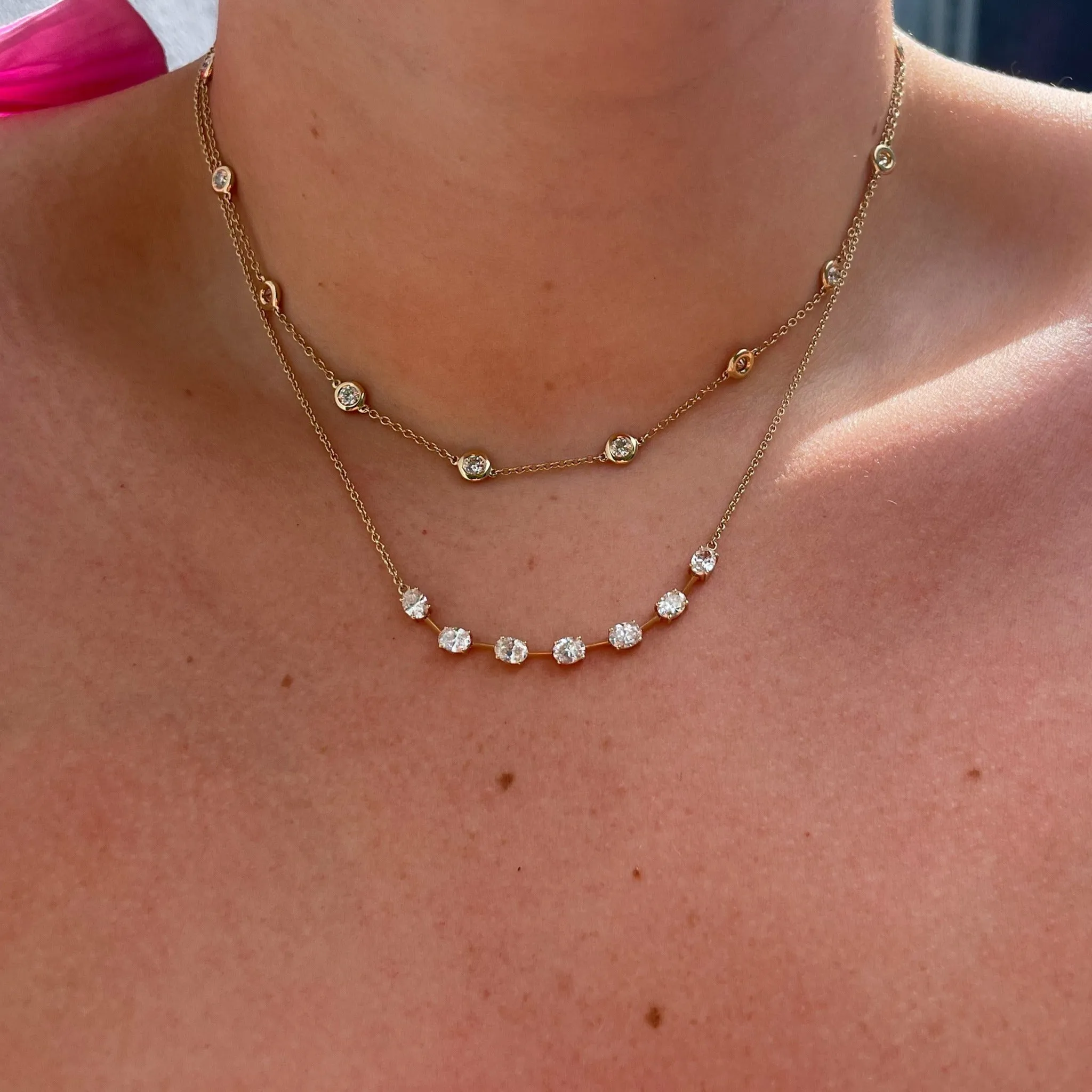 2.25ctw Diamond by the Yard 14 Station 14K Yellow Gold Necklace