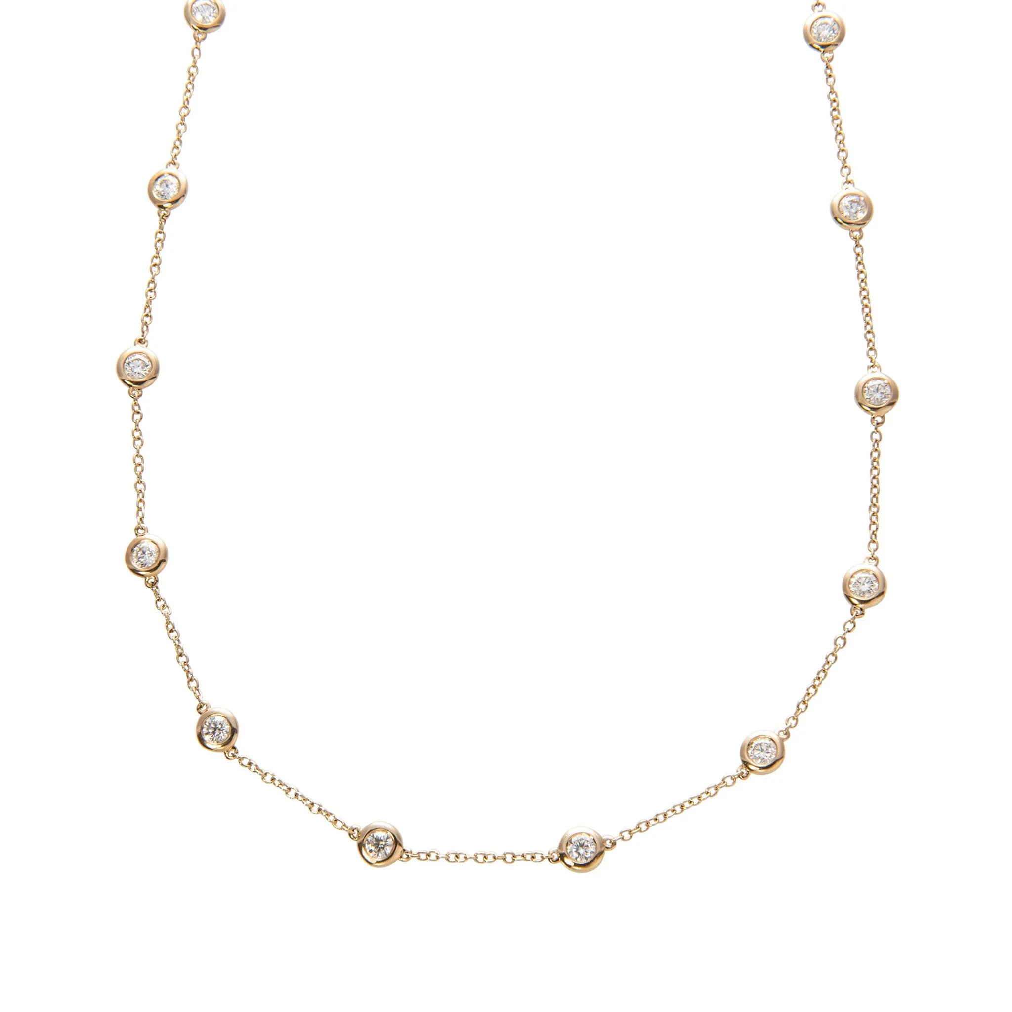 2.25ctw Diamond by the Yard 14 Station 14K Yellow Gold Necklace