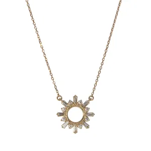 .37ct Diamond Sunburst 14K Yellow Gold Pendant Necklace
