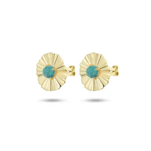 925 Silver earrings with 18k yellow gold plating and green Amazonite