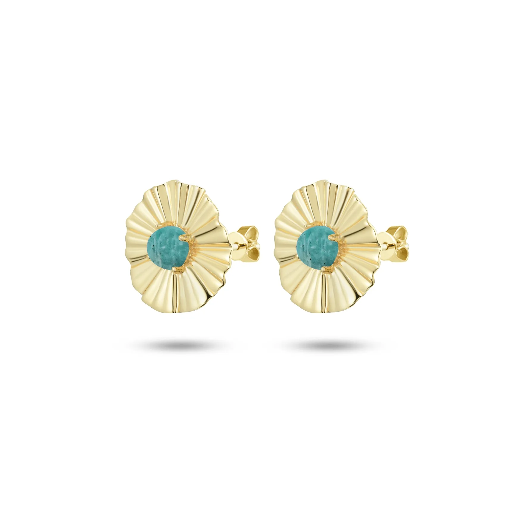 925 Silver earrings with 18k yellow gold plating and green Amazonite