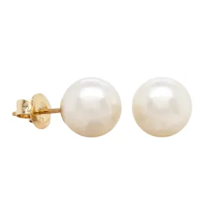 9ct Yellow Gold Akoya Pearl Studs - 9mm