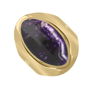 9ct Yellow Gold Blue John Hallmark Medium Oval Ring