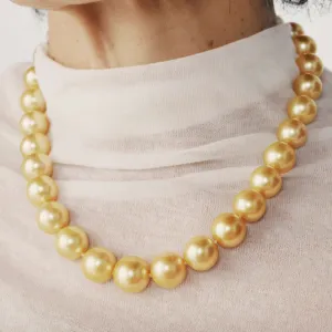 9ct Yellow Gold Golden South Sea Pearl Strand