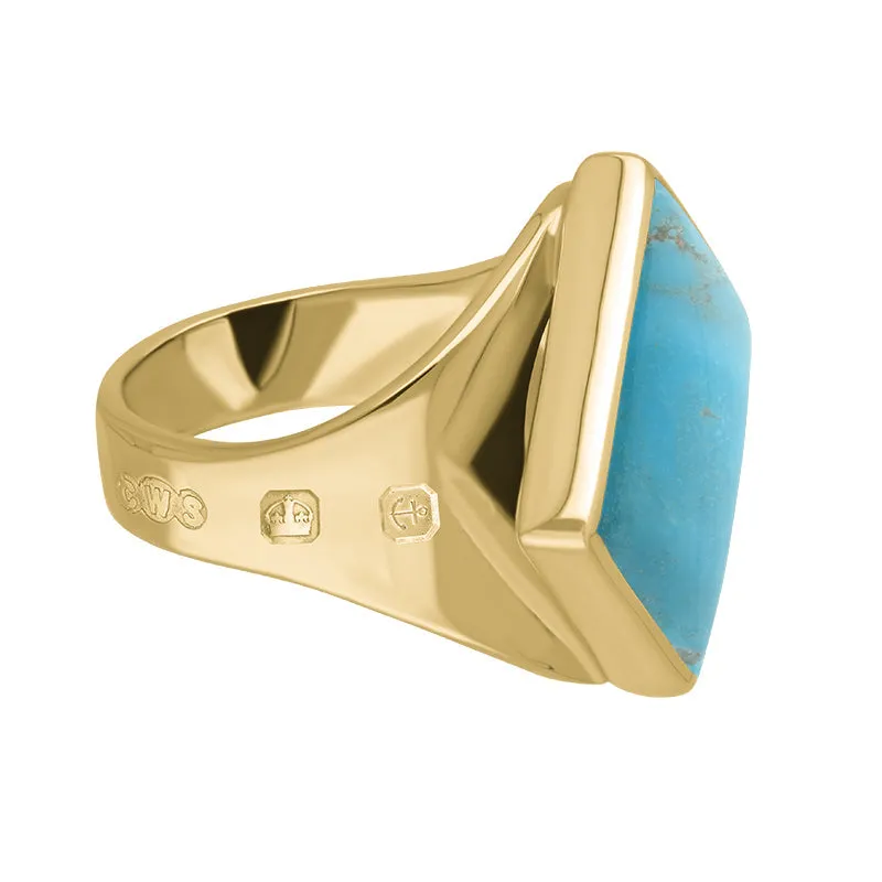 9ct Yellow Gold Turquoise King's Coronation Hallmark Small Rhombus Ring D