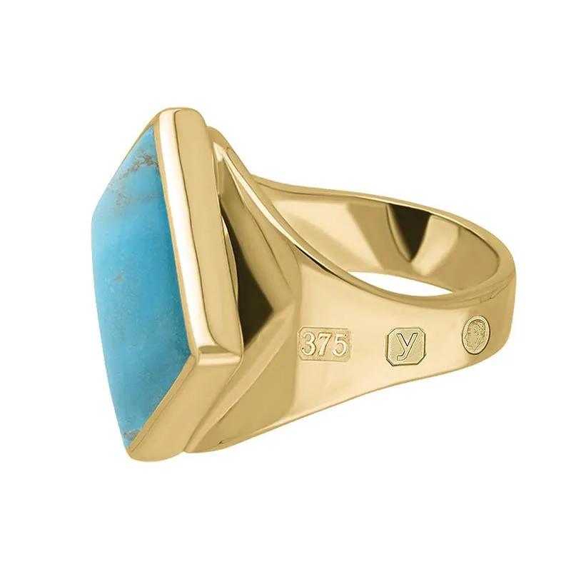 9ct Yellow Gold Turquoise King's Coronation Hallmark Small Rhombus Ring D