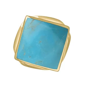 9ct Yellow Gold Turquoise King's Coronation Hallmark Small Rhombus Ring D