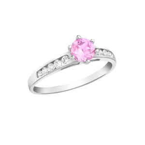 9K White Gold Pink CZ Ring