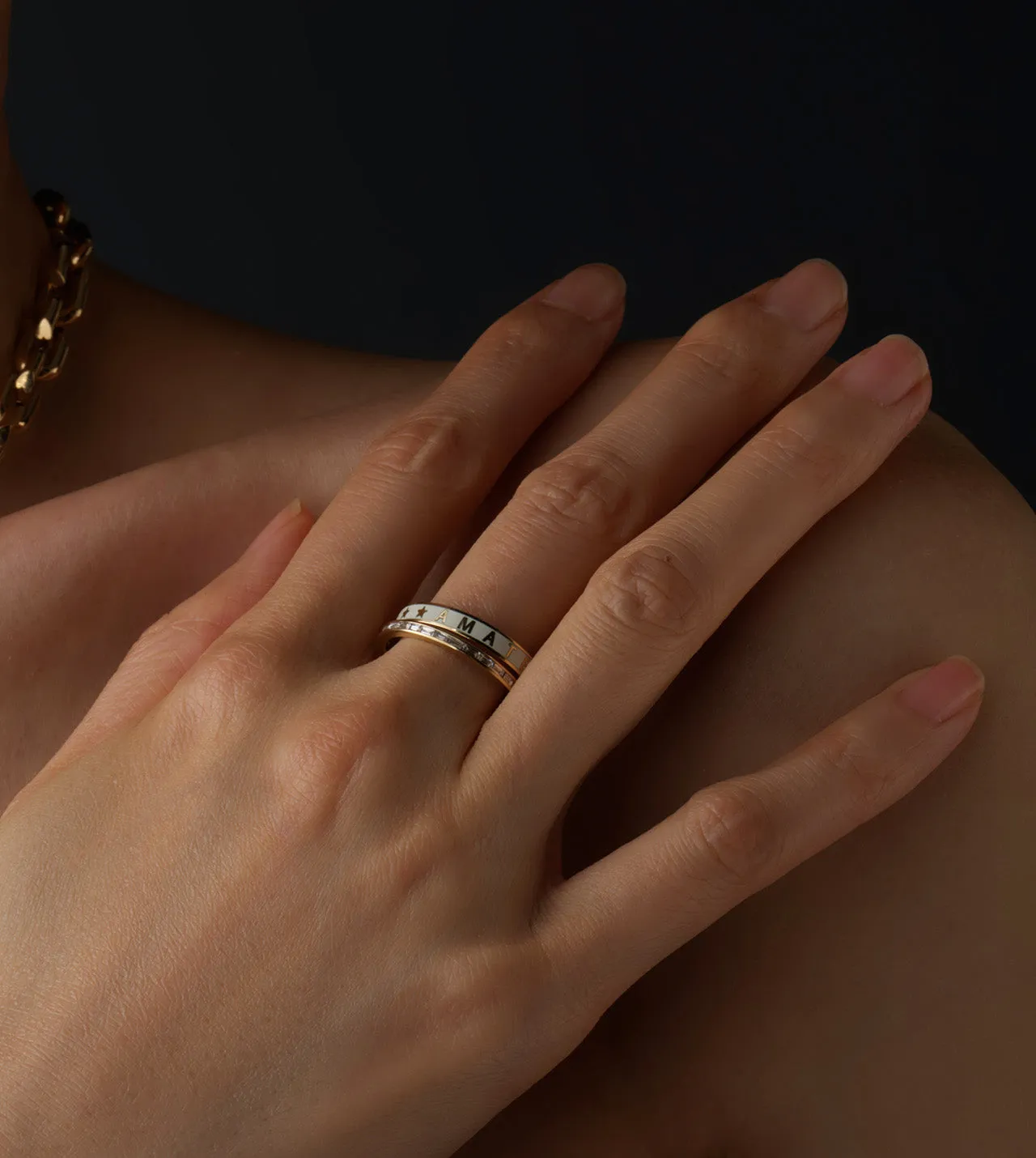 Amate - Love : Thin Champleve Enamel Band