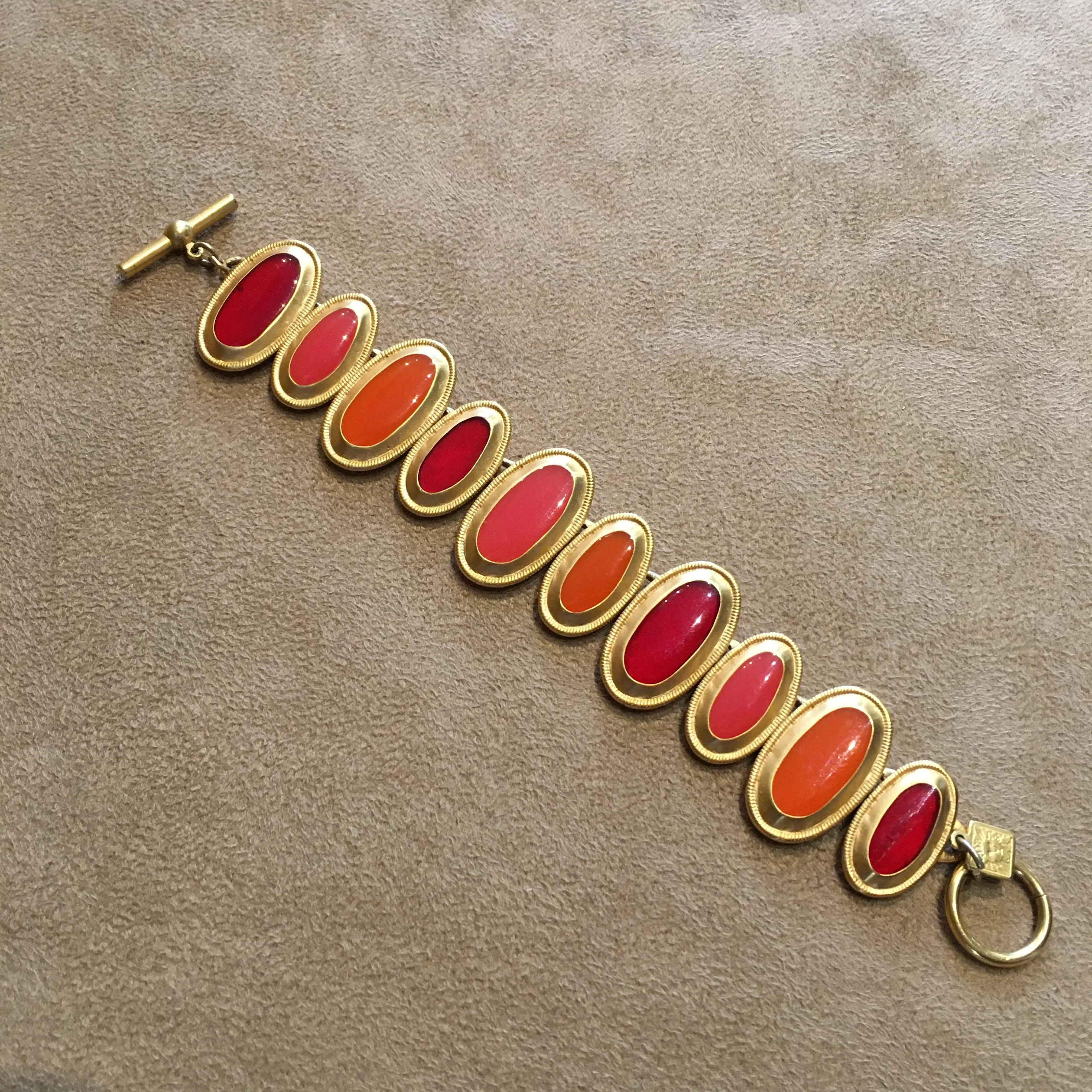 Anne Klein Orange Red Enamel Statement Bracelet