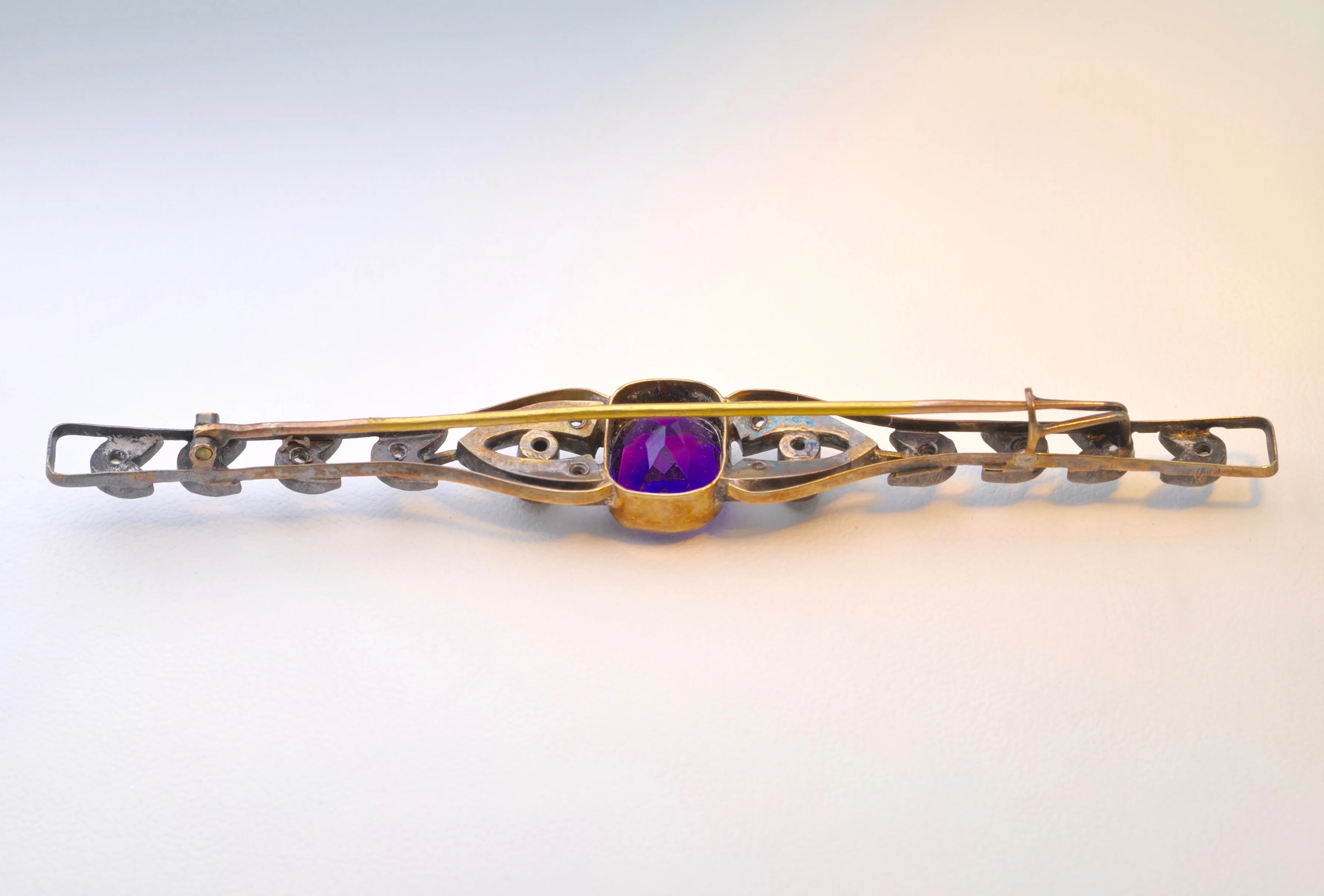 Antique Amethyst and Diamond Long Pin
