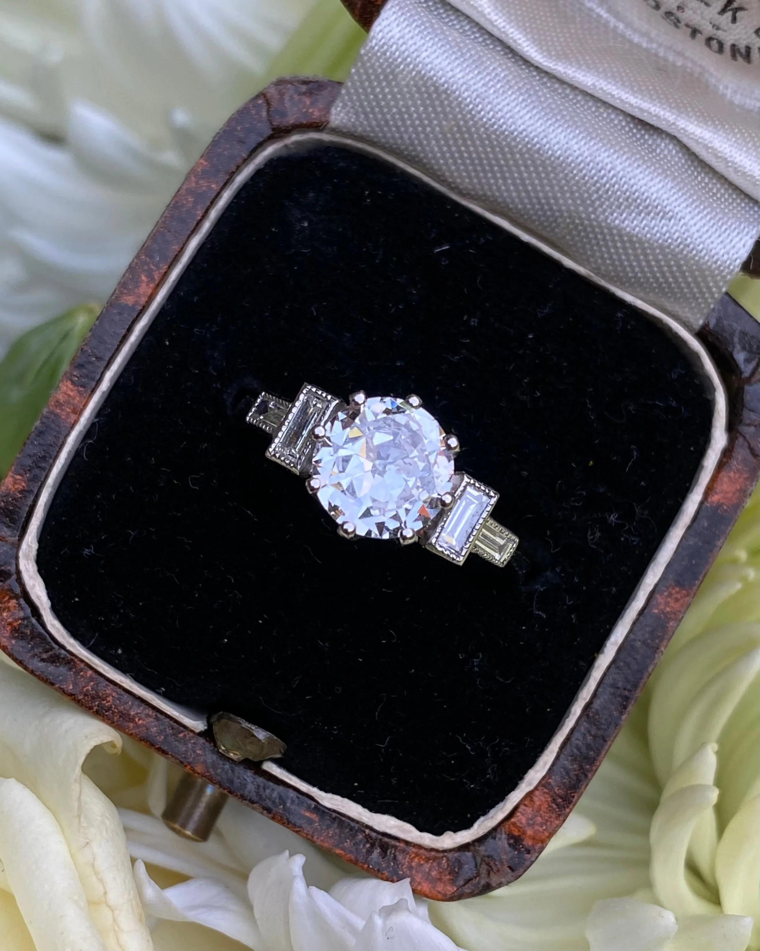 Art Deco Diamond Solitaire Ring Platinum 1.17ct   0.25ct