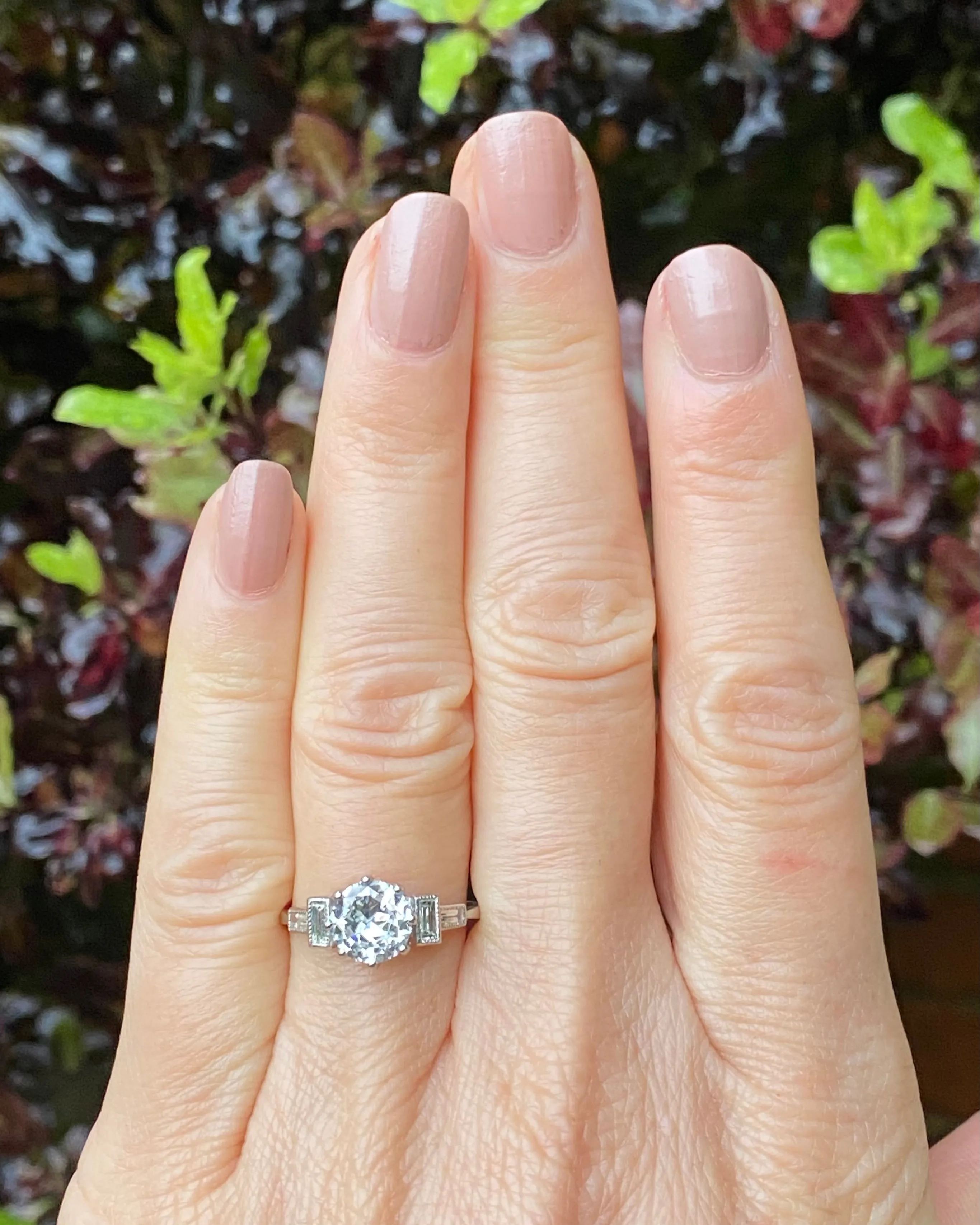 Art Deco Diamond Solitaire Ring Platinum 1.17ct   0.25ct