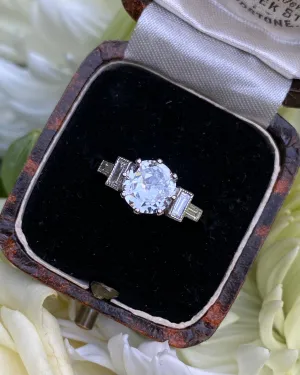 Art Deco Diamond Solitaire Ring Platinum 1.17ct   0.25ct