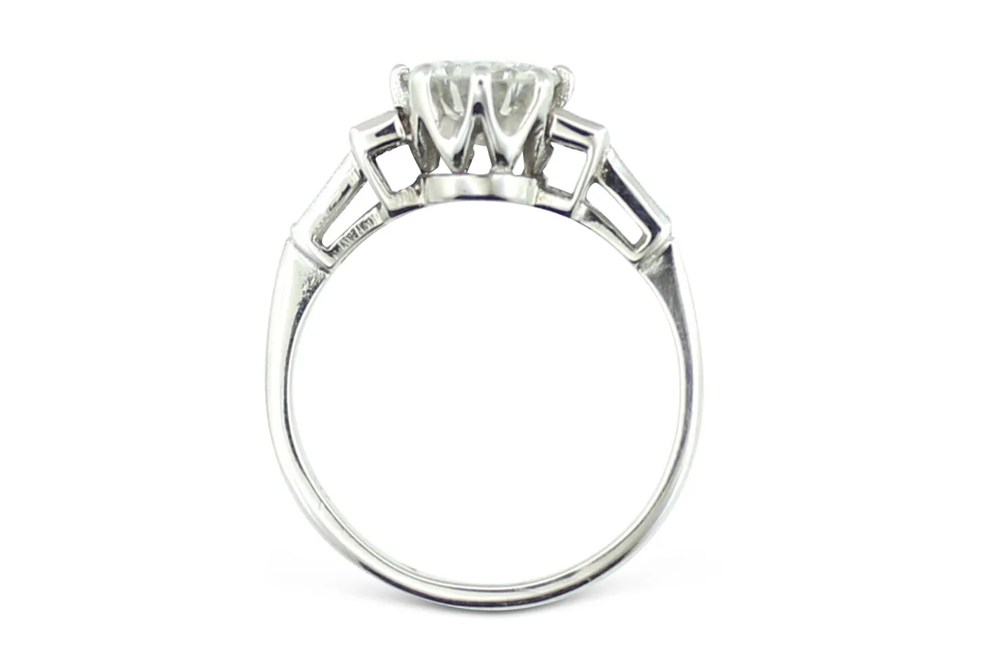 Art Deco Diamond Solitaire Ring Platinum 1.17ct   0.25ct