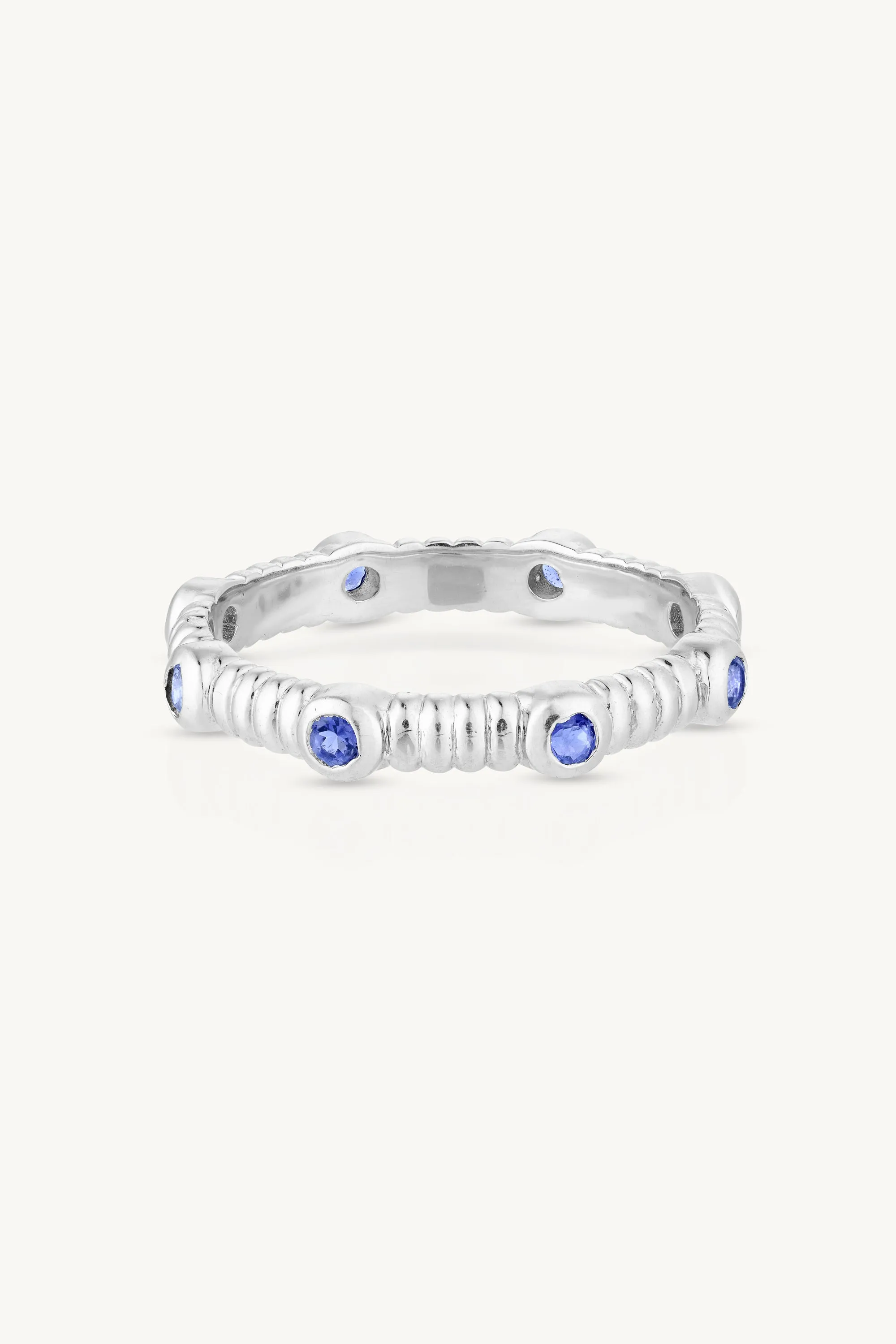 Asymmetric Iolite Silver Stacker