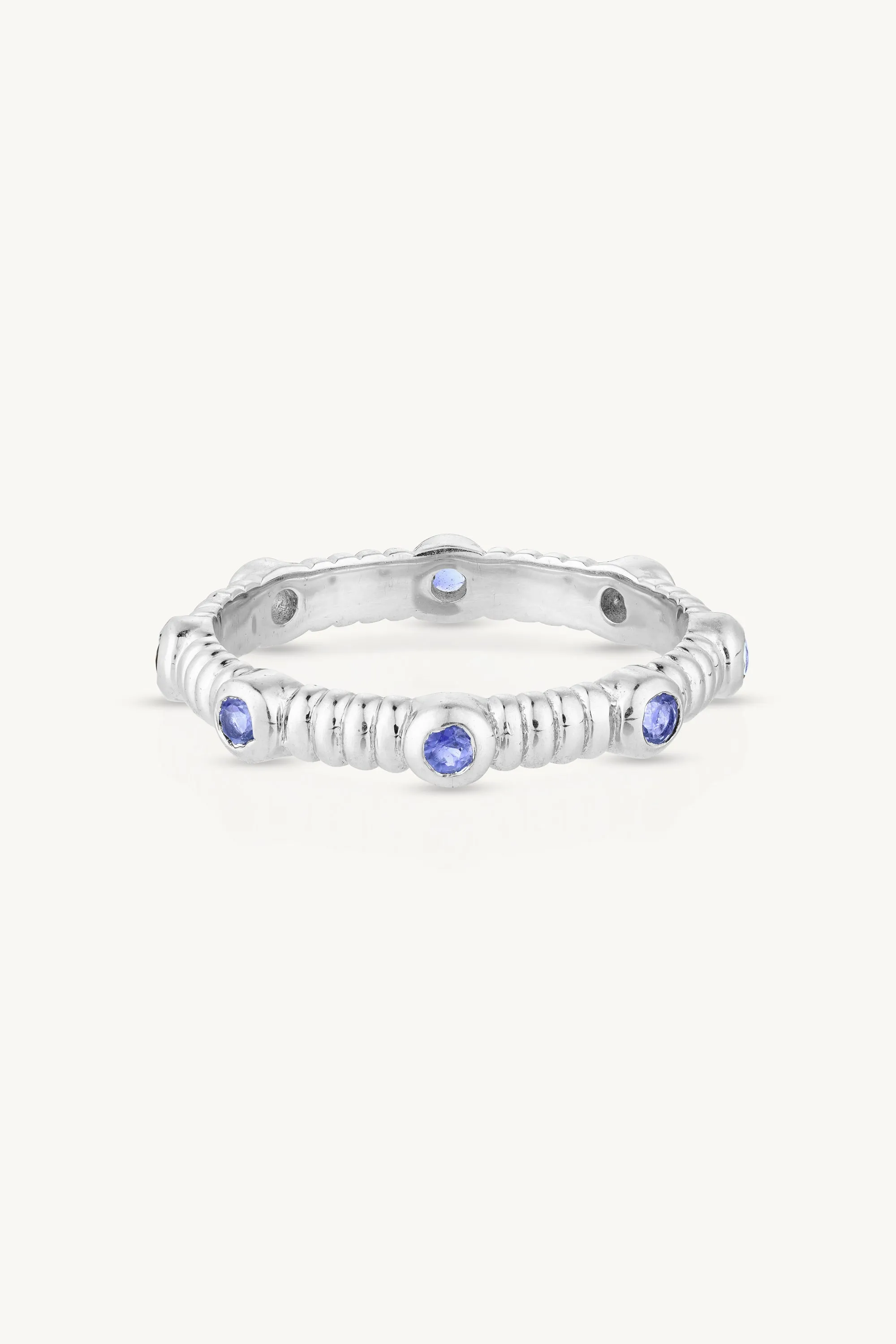 Asymmetric Iolite Silver Stacker