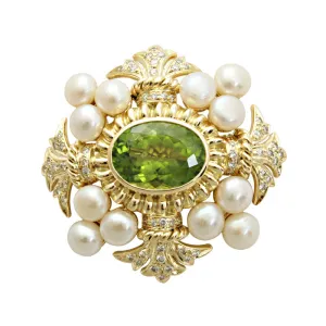 Brooch - Peridot, Pearl and Diamond