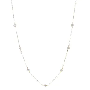 Child 4mm Freshwater Pearl Station 14K Yellow Gold Necklace