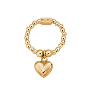 ChloBo Gold Plated Sterling Silver Mini Puffed Heart Stretch Ring