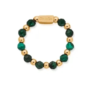 ChloBo Wandering Free Gold Plated Sterling Silver Malachite Protection Ring