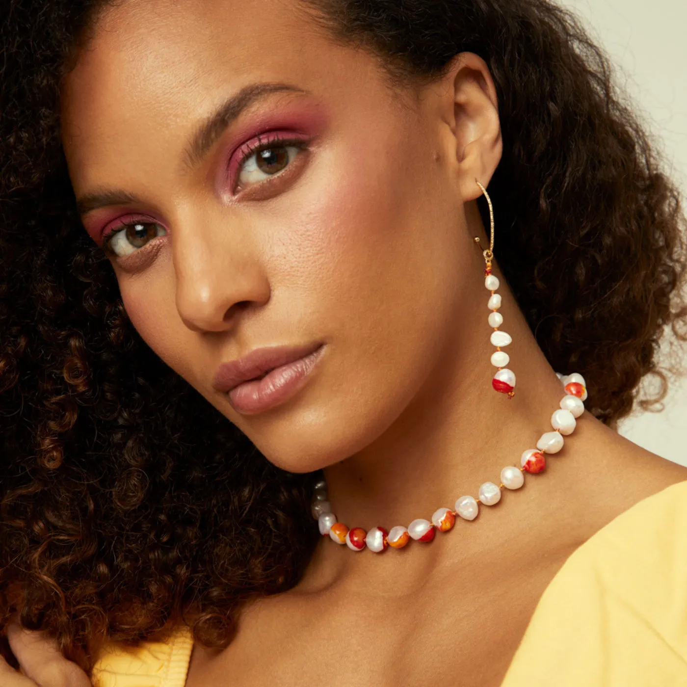 Choker Bah??a Sunshine 18K Gold Plated Necklace w. Pearls