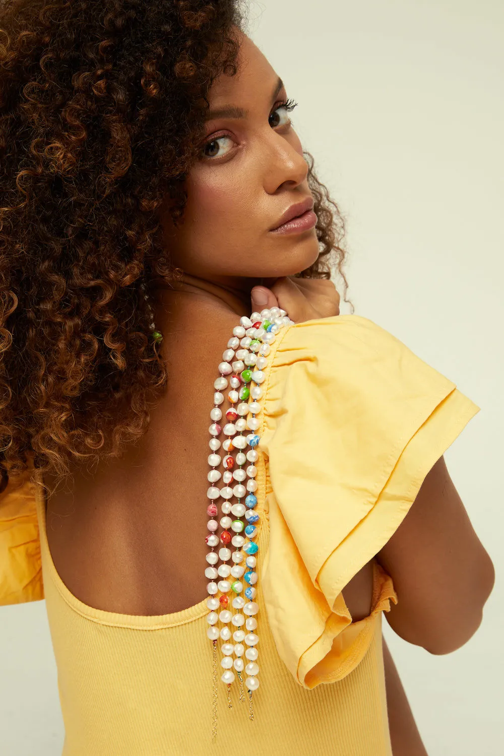 Choker Bah??a Sunshine 18K Gold Plated Necklace w. Pearls