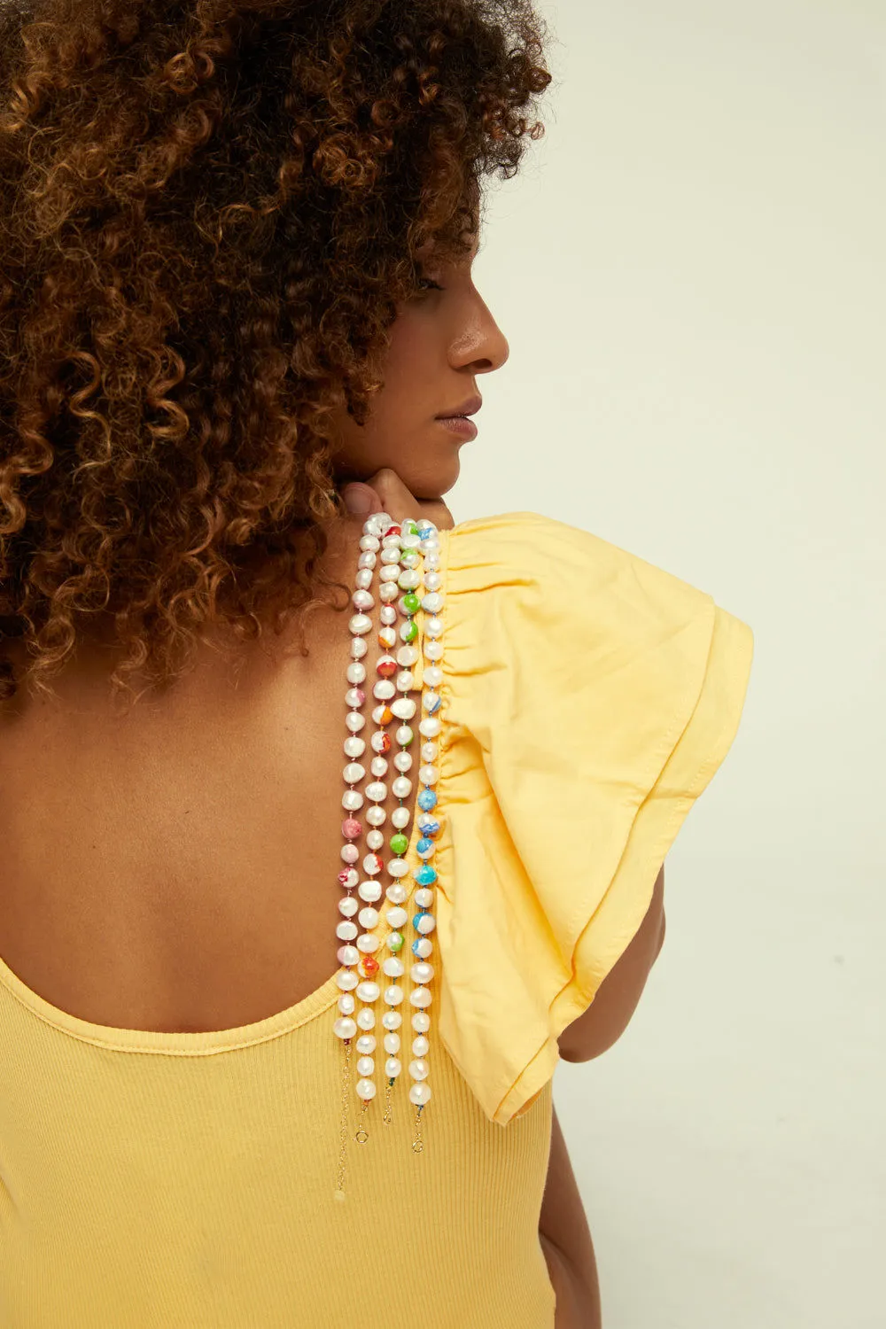 Choker Bah??a Sunshine 18K Gold Plated Necklace w. Pearls
