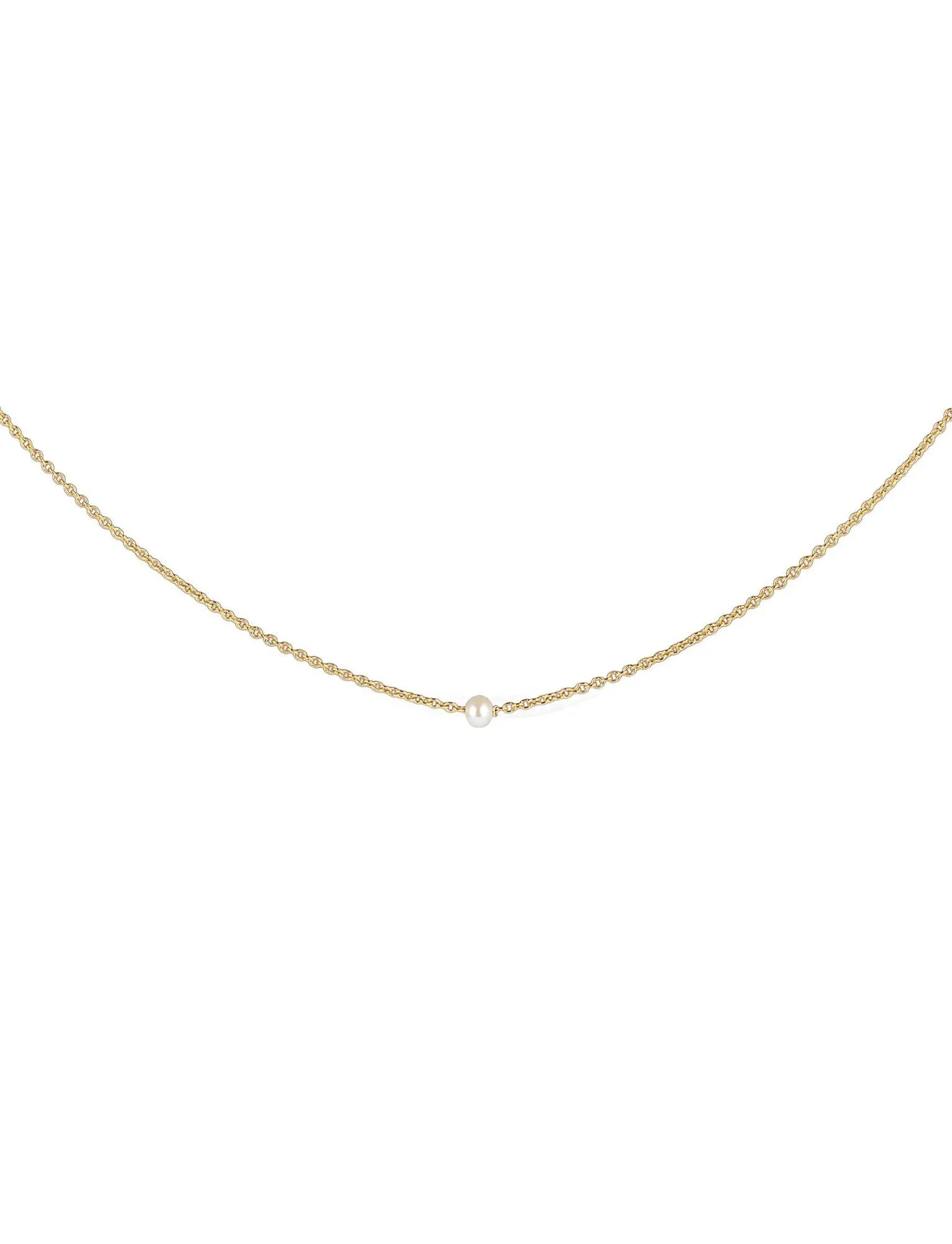 Classic Pearl Gold Plated Necklace w. Pearl