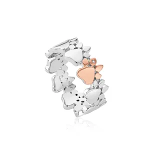 Clogau Paw Prints On My Heart Sterling Silver White Topaz Band Ring