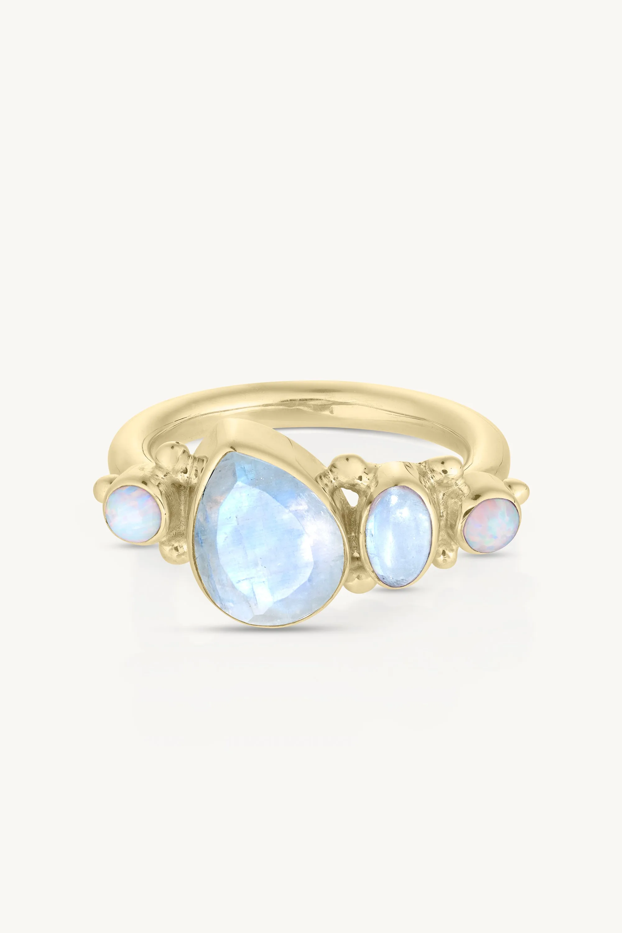 Cluster Moonstone & Opal Gold Ring