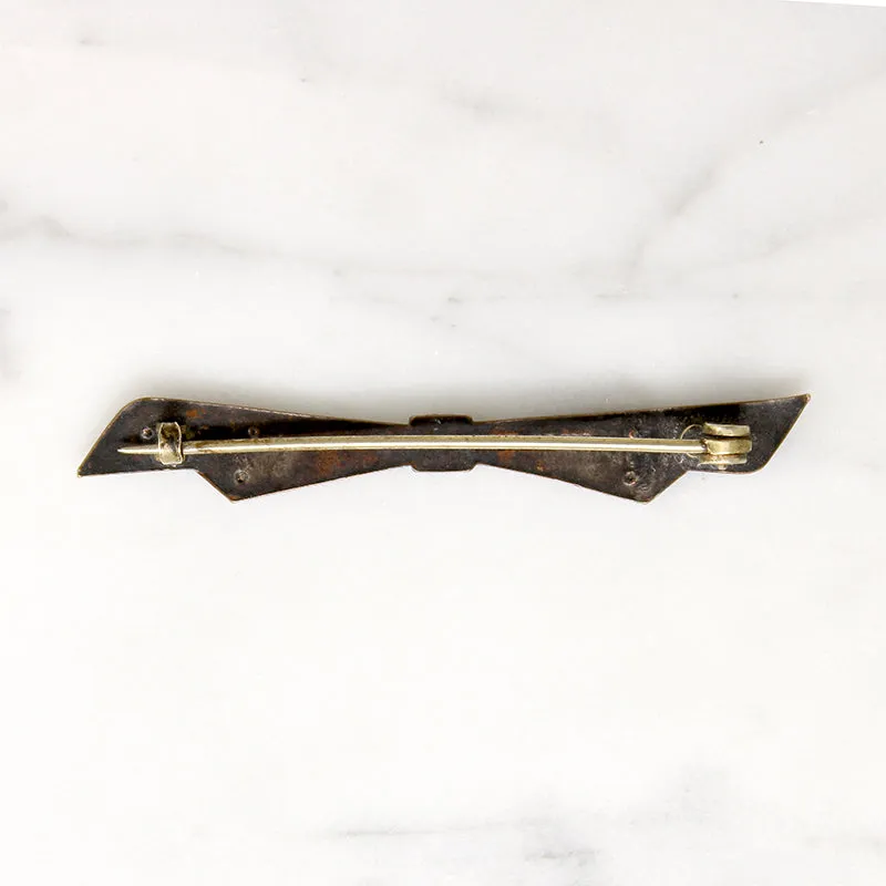 Crisp Little Paste-Spangled Bow Brooch